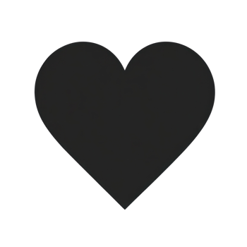 Black heart shape isolated on white background for love and affection symbolism png