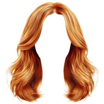 Gorgeous long wavy hair in vibrant copper tones with a realistic isolated appearance for styling options png