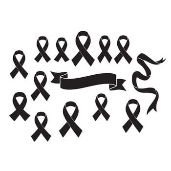 Vintage awareness breast cancer ribbons banner set bundle silhouette variation design for emblem and tags vector