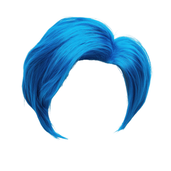 Vibrant blue styled wig suitable for cosplay and costume events png