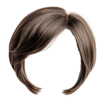 Stylish short brown layered haircut with highlights suitable for a modern look png