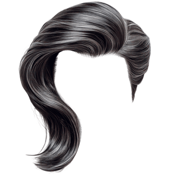 Stylish black and silver hair design showcasing a unique wave pattern for fashion or costume use png