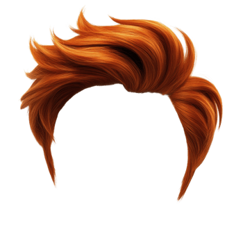 Bright orange spiky hairstyle design with dynamic texture and movement for creative projects png