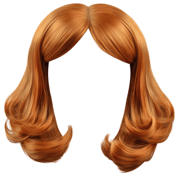 Long wavy ginger hair with soft curls in a beautiful isolated presentation for styling ideas png