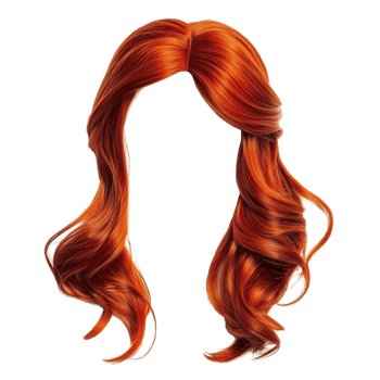 Beautiful long flowing vibrant red wig with waves for creative styling and performances png