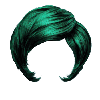 Vibrant green hairstyle with stylish layers and waves designed for creative expression and fashion trends png
