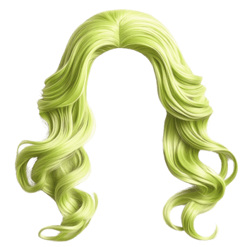 Bright green wavy hair wig for creative costumes and cosplay events during all seasons png