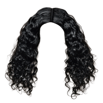 Curly black hair wig with defined curls for versatile styling and natural appearance png