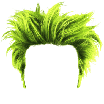 Bright green spiky hair style for costume and cosplay events during festivals or parties png