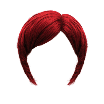 Red braided hair design in isolated format suitable for digital art or character creation png