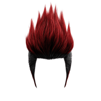 Unique spiky hairstyle with red and black colors suitable for creative character designs png