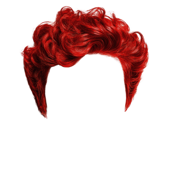Vibrant red curly hairstyle isolated on white background for creative projects and design png