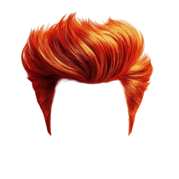 Vibrant orange hair with a voluminous style showcasing a bold and striking appearance png