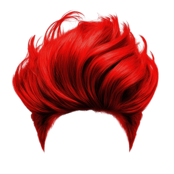 Vibrant red hairstyle with voluminous texture isolated on a white background png
