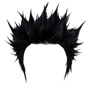 Stylish spiky black hairstyle ideal for creative costumes and unique fashion statements png