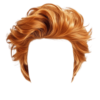 Stylish isolated red orange hairstyle with voluminous layers for a modern look png