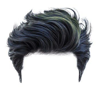 Stylish black and green hair with a voluminous texture and dynamic styling png
