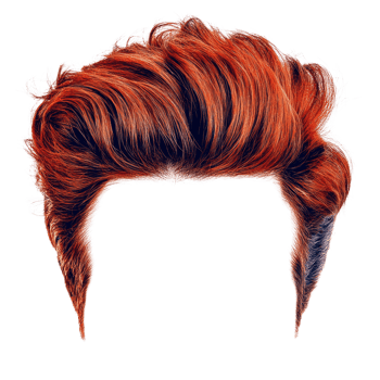 Bright red hairstyling with voluminous texture isolated on a white background png