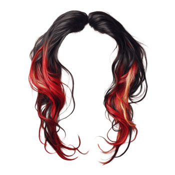 Wavy black and red hair extensions for versatile styling and fashion statements png