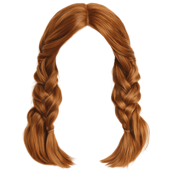 Two braids of bright orange hair styled for a unique look perfect for costumes or themed events png