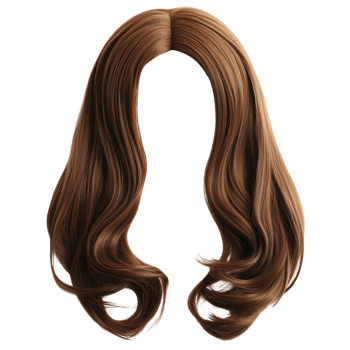 Long wavy brown hairstyle isolated on white background for hair styling and fashion inspiration png