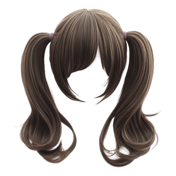 Realistic long brown hair with two pigtails designed for creative purposes png