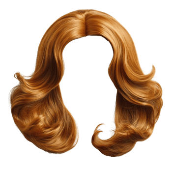 Elegant golden wavy hairstyle isolated on white background showcasing rich color and flowing texture png