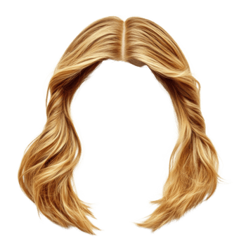 Long wavy blonde hair isolated on a white background for styling and design purposes png