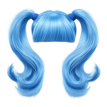 Blue hair wig with playful pigtails suitable for costume parties or cosplay events png