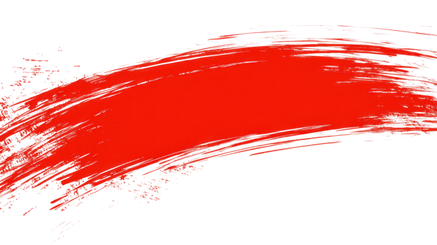 Bold red brush stroke isolated on a white background for creative design and artistic projects png