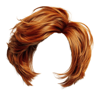Natural looking orange brown wavy hairstyle with volume and layers for casual or formal occasions png