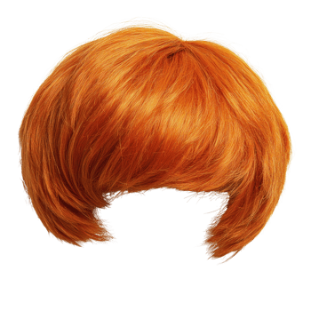 Bright orange bob haircut wig for playful costume or fashion use during events or parties png