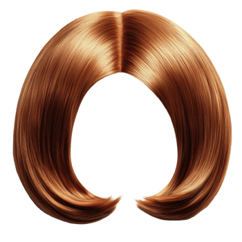 Stylish brown wig with smooth texture and elegant shape for fashion and costume use png