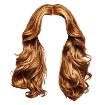 Long wavy golden hair isolated on white background showing vibrant color and texture suitable for various design needs png