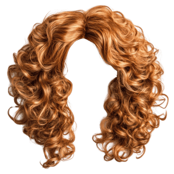 Curly vibrant orange hairpiece ideal for costumes and parties available in an isolated format png