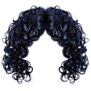 Curly dark blue hair isolated on a white background showcasing unique texture and volume for creative uses png