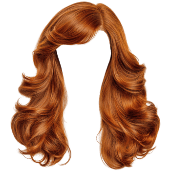 Long flowing red hair with soft waves suitable for various hairstyles and occasions png
