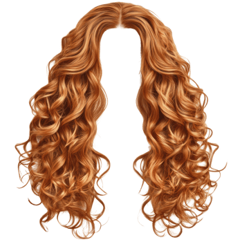 Long curly orange hair ready for styling and versatility in various looks for any occasion png