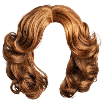 Curly brown wig with layered texture ideal for costume or fashion purposes png