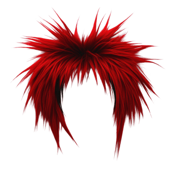 Bold red spiky hairstyle that stands out with vibrant color and energetic design for creative looks png