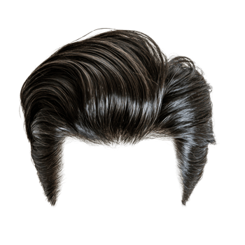 Classic hairstyle featuring voluminous black hair styled back in a retro fashion suitable for themed parties png