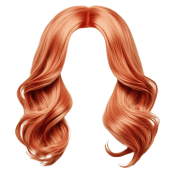 Long wavy orange hair in a high quality isolated design perfect for creative projects and fashion applications png