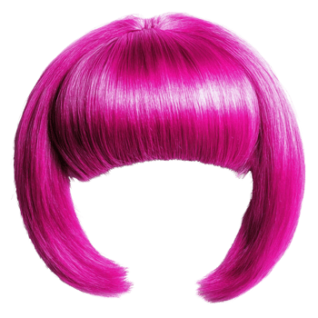 Bright pink bob hairstyle with glossy finish for fashion and costume purposes png