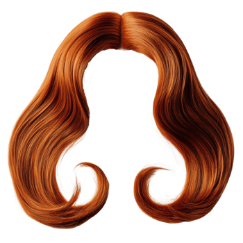 Flowing long wavy orange hair with curls, perfect for styling and costume use png