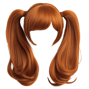 Brown hair with pigtails styled for casual or playful occasions png
