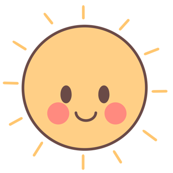 Cute smiling sun clip art on transparent background png