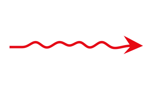 Curved red line leading to an arrow pointing right on a white background png