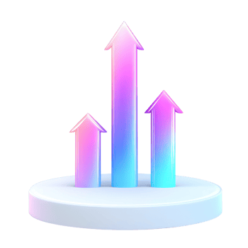 Three upward arrows representing growth and progress in a modern business environment png