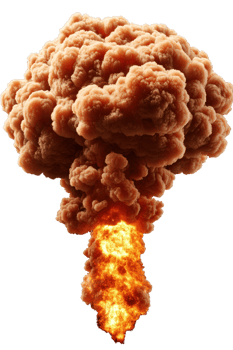 Dramatic explosion cloud rising from ground during a massive detonation event png