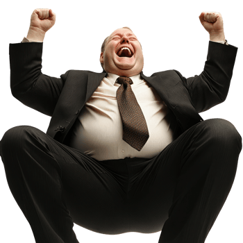 Businessman celebrating success with joyful expression and raised arms in isolated setting png